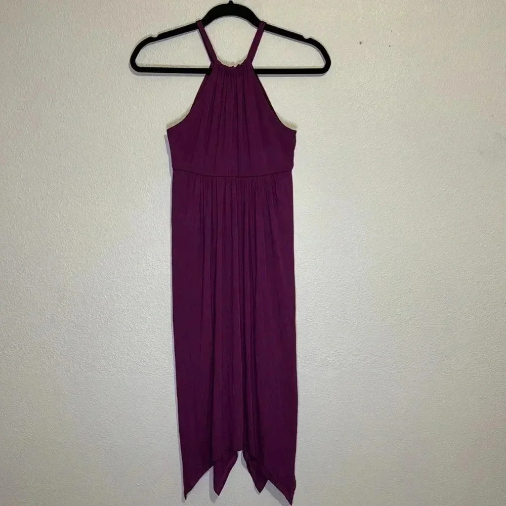 Soma Scarf Hem Midi Dress Sleeveless Plum Pajama Slip Dress Halter Lightweight